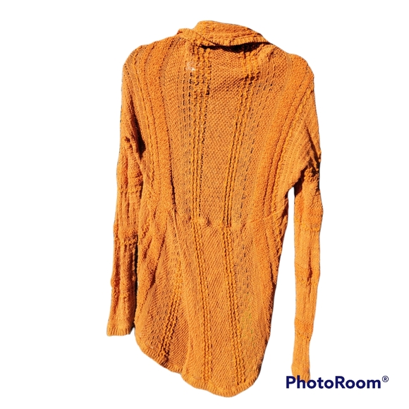 Anthropologie Knitted Knotted Orange Cardigan | Size M - Picture 3 of 7